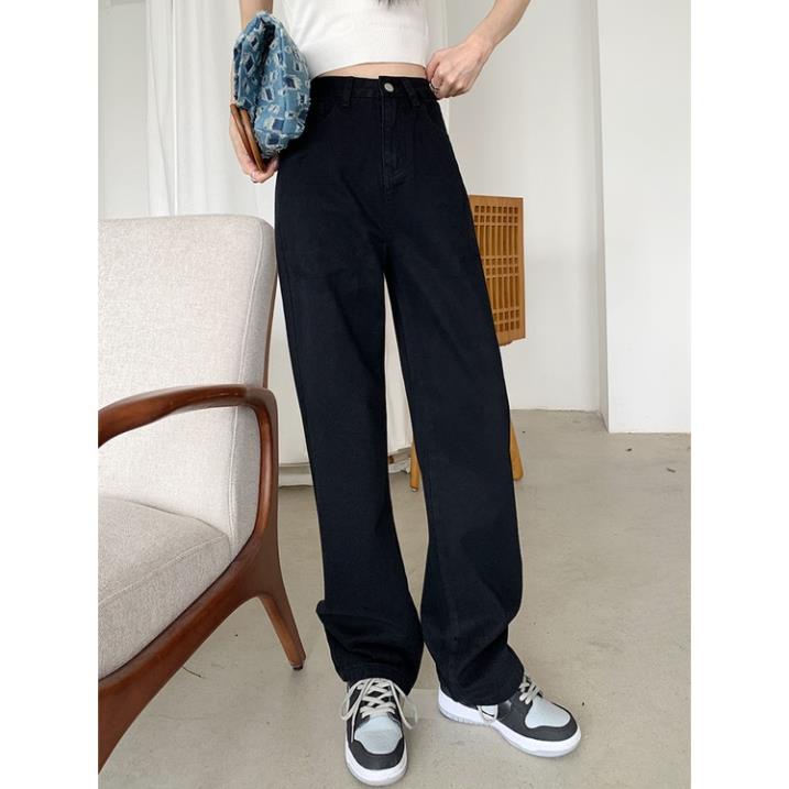 Quần Jean Nữ Ống Suông Rộng Uzzang Lưng Cao Hach dáng Chất Bò Dày Dặn | BigBuy360 - bigbuy360.vn