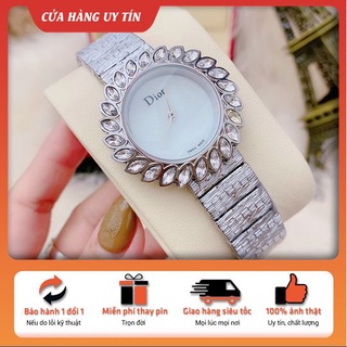 Đồng hồ thời trang cao cấp, đồng hồ nữ đeo tay dior dây mành viền thép kim loại chống nước