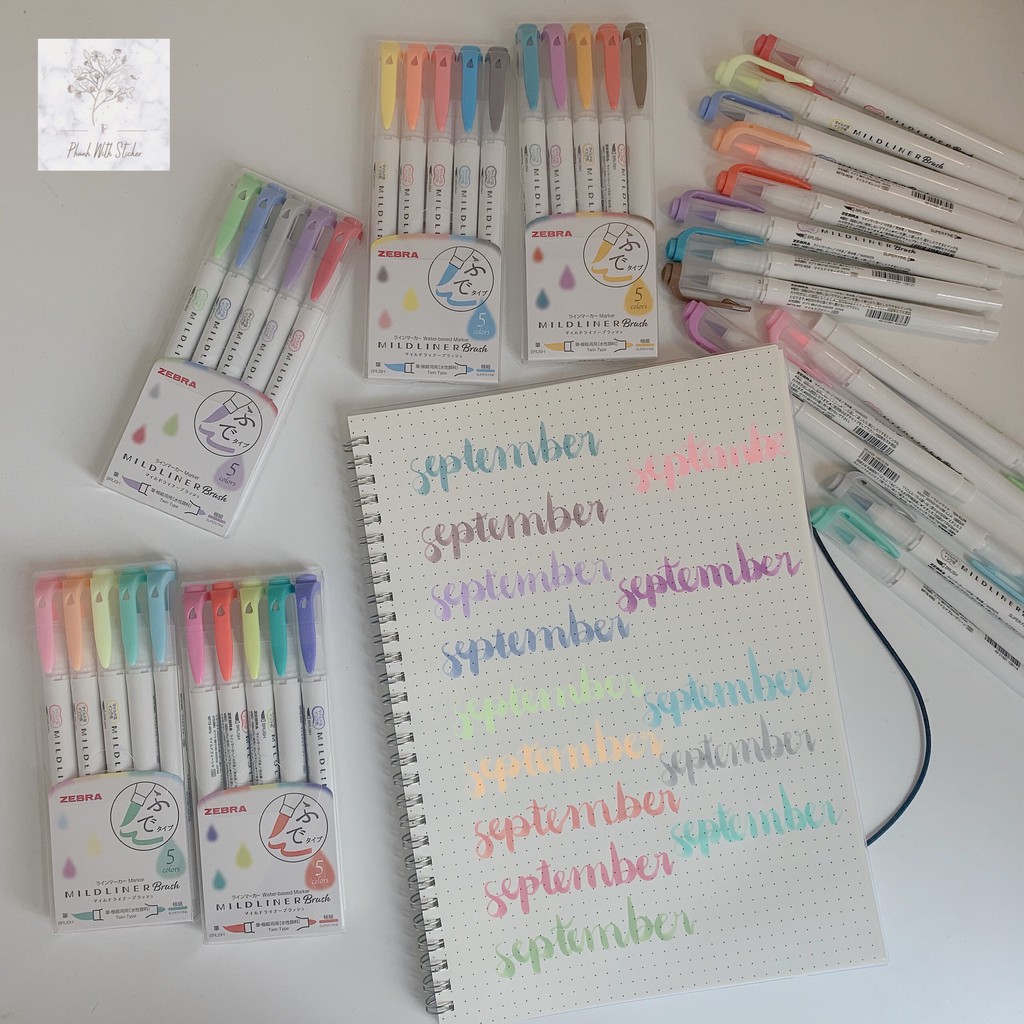 B001 - Set 5 bút 2 đầu ZEBRA MILDLINER BRUSH