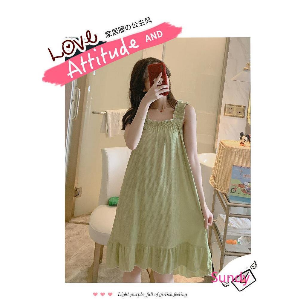 Đầm Ngủ Hai Dây Xinh Xắn Theo Phong Cách Mùa Hè Hàn Quốc