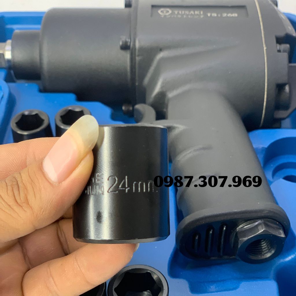 SÚNG SIẾT BULONG 1/2-268 BẰNG HƠI ĐỦ PHỤ KIỆN NHƯ HÌNH, THƯƠNG HIỆU TUSAKI NHẬT BẢN.