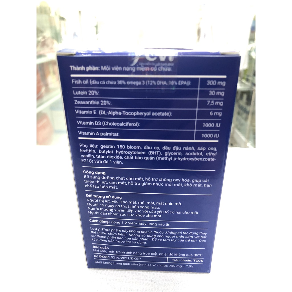 Viên Sáng Mắt Kawa Bổ sung dưỡng chất cho mắt giúp cải thiện thị lực , Giảm nhức mỏi mắt , khô mắt.