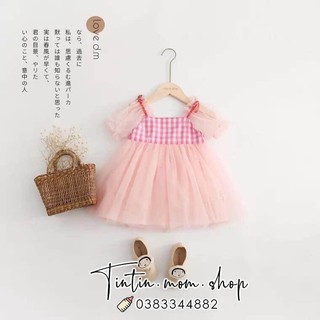 Váy công chúa cho bé gái caro hồng