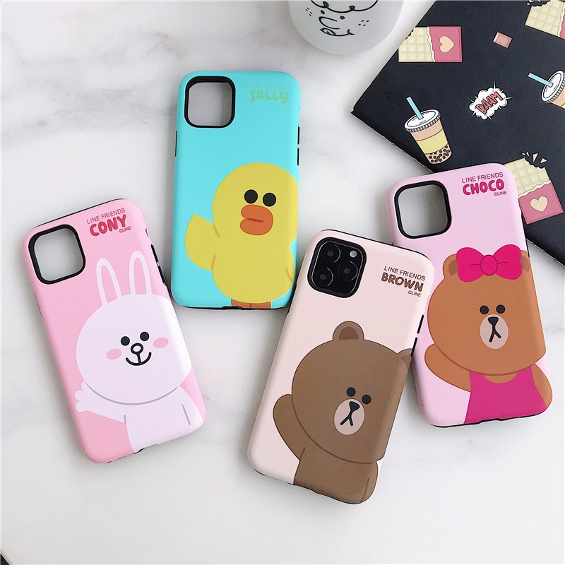 Ốp điện thoại họa tiết Line friends chống sốc cho iPhone 13 Pro Max/13 Mini/12 Pro Max/11/11 pro/11 pro max /X XS MAX XR/SE2020 iPhone 6 7 8 Plus