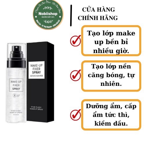 Xịt Khóa Nền Khóa Lớp Trang Điểm Spray Dưỡng Ẩm Bắt Sáng Nobiishop Chai 100ml | BigBuy360 - bigbuy360.vn