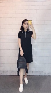 Đầm cổ bẻ nẹp giấu khuy HM