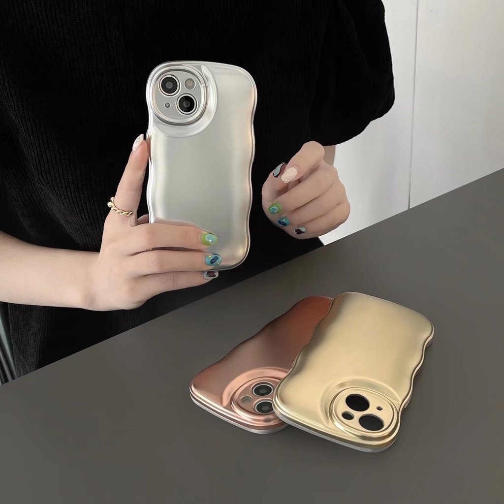 Ốp Điện Thoại IMD Mềm Màu Trơn Viền Gợn Sóng Cho Iphone 13 12 / 11 Pro Max