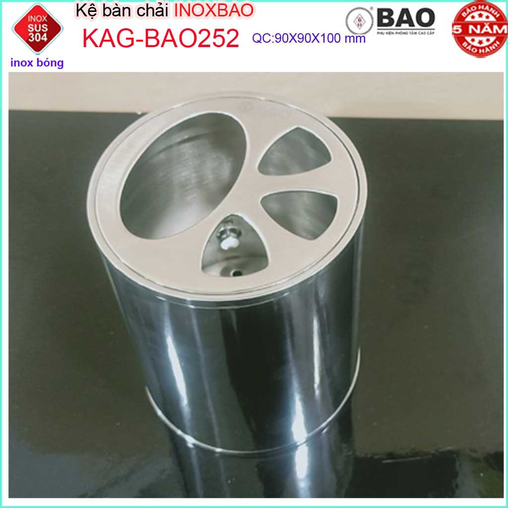 Kệ bàn chải Inox Bảo KAG-BAO252, giá để  kem đánh răng đặt bàn-treo tường SUS304 bóng sáng thiết kế tuyệt đẹp sang trọng