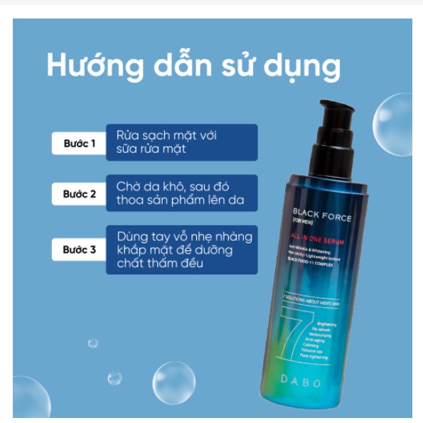 Serum dưỡng trắng da cho nam Dabo Black Force Serum For Men 120ml phân phối chính hãng tại 30 shine