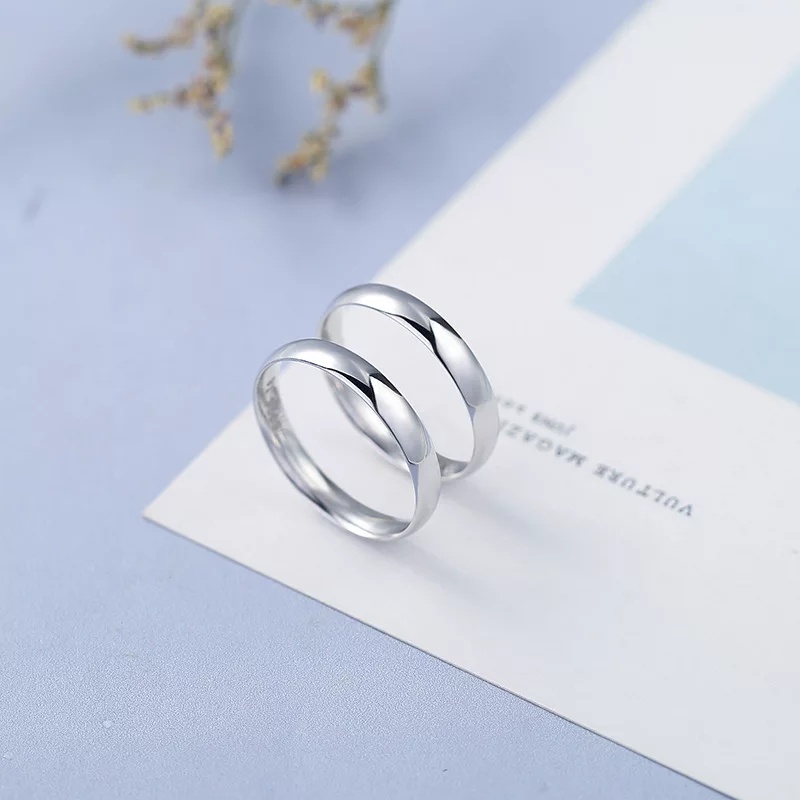 Nhẫn đôi đơn titan tròn trơn cao cấp không đen rỉ vĩnh viễn ít trầy NC197