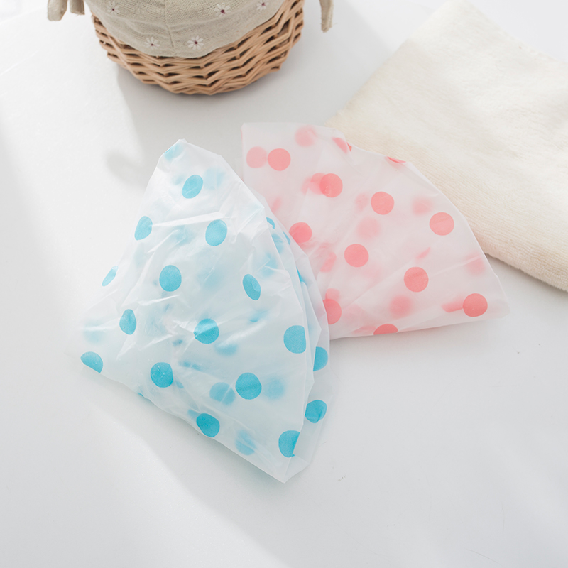 (Hàng Mới Về) Mũ Trùm Tóc Chống Thấm Nước Họa Tiết Chấm Bi Tiện Dụng