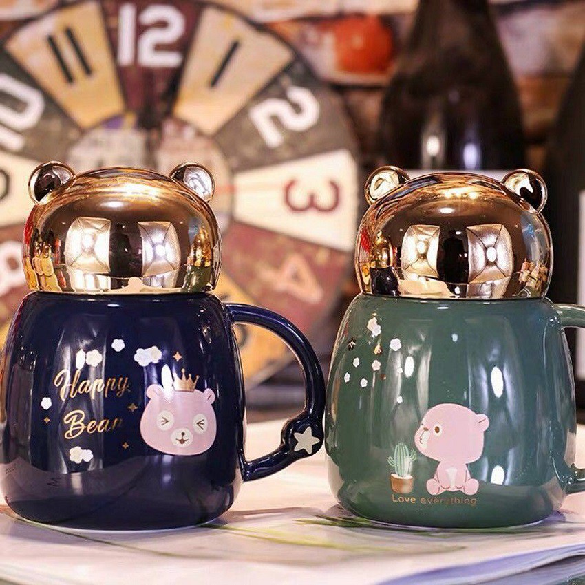 Cốc giữ nhiệt❤️SALE❤️Cốc sứ uống sữa uống cafe có tay cầm hình gấu siêu dễ thương có nắp đậy tiện dụng | BigBuy360 - bigbuy360.vn