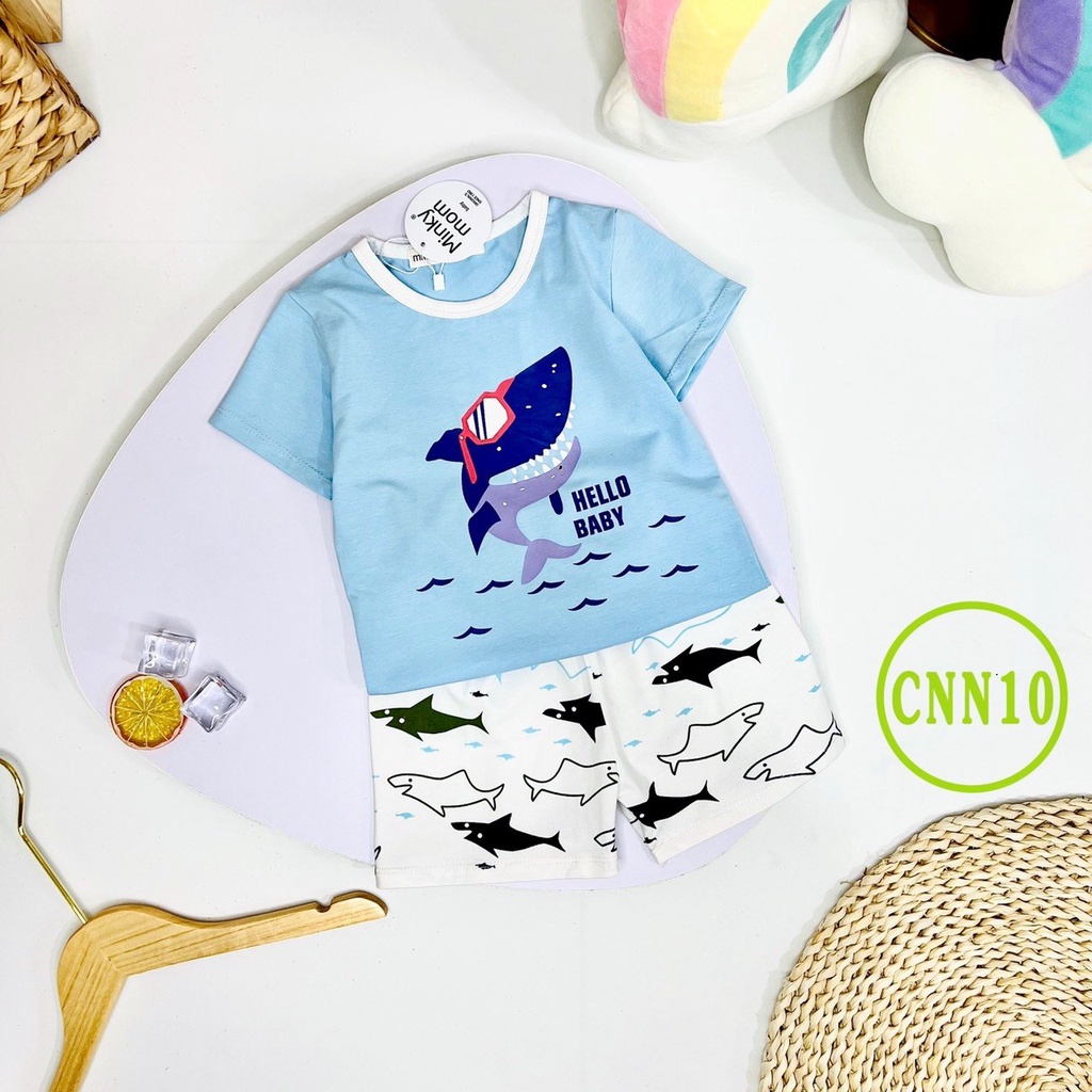 Quần áo bé trai và bé gái tay ngắn Minky Mom chất liệu cotton thoáng mát mùa hè