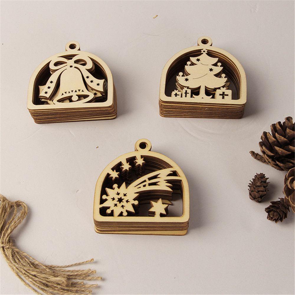 Bộ 10 Chuông Gỗ Trang Trí Giáng Sinh