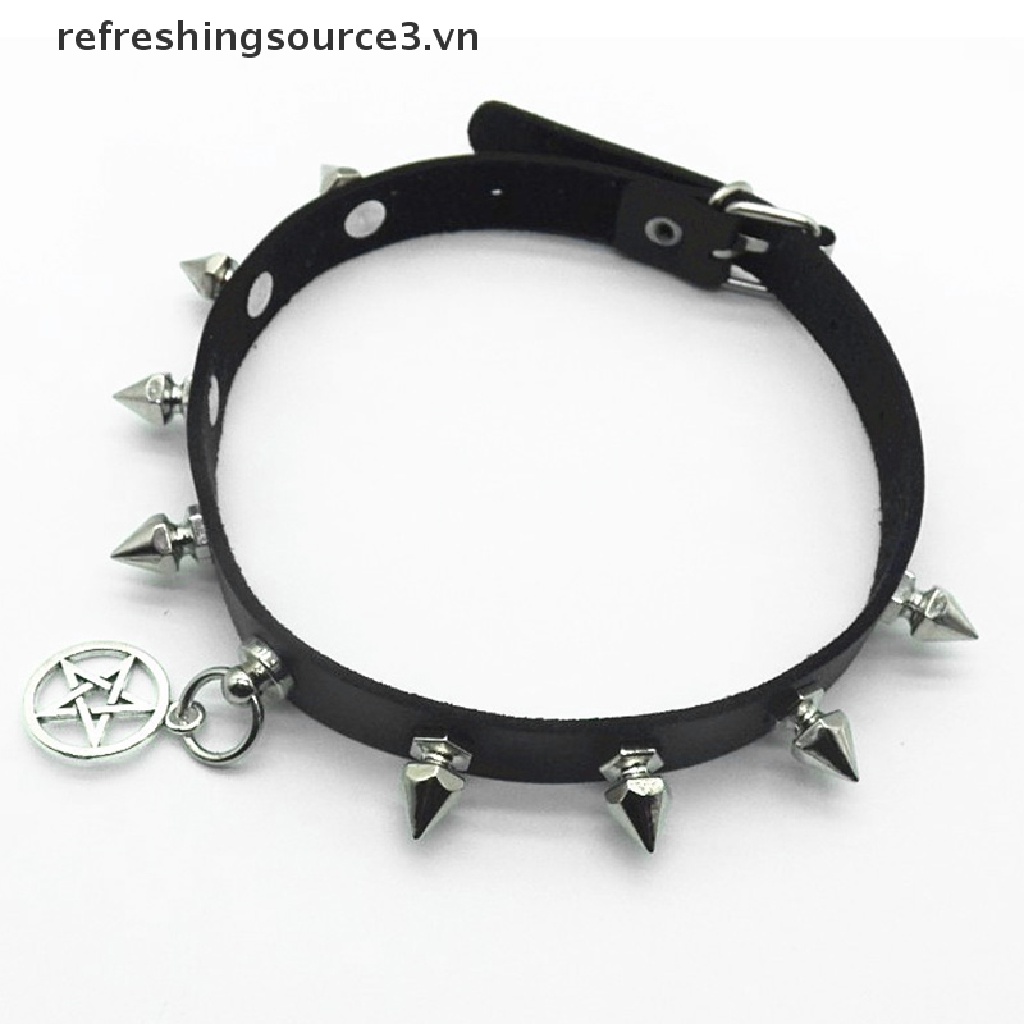 Vòng Cổ choker Da Đính Đinh Tán Phong Cách Gothic Punk
