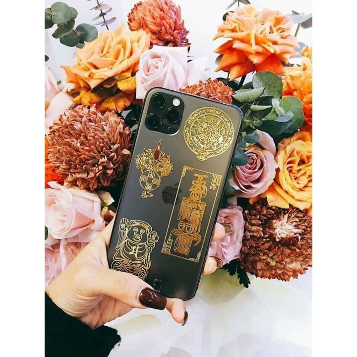Bộ 4 miếng dán mặt lưng điện thoại nhỏ gọn, linh phù dán điện thoại buôn bán đắt tình duyên học tập