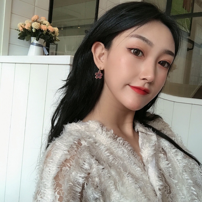 [Hàng mới về] Khuyên Tai Hoa Anh Đào Năm Cánh Chốt Gài Chắn Chắn Xinh Xắn Cho Nữ