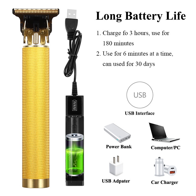 Máy Cắt Tóc Chuyên Nghiệp Máy Cắt Tóc điện T9 USB Có Thể Sạc Lại Máy Cắt Tóc Nam Máy Cắt Tóc Cắt Râu C0025A