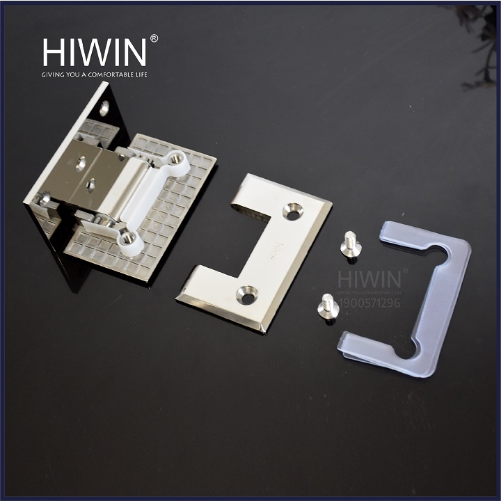 Bản lề cabin tắm 90 độ kính tường đế lệch cạnh vát chất liệu inox 304 mặt gương HIWIN HG-004