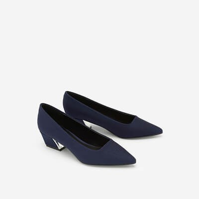 Vascara Giày Bít Mũi Nhọn Satin Vân - BMN 0399 - Màu Xanh Navy Mới Về