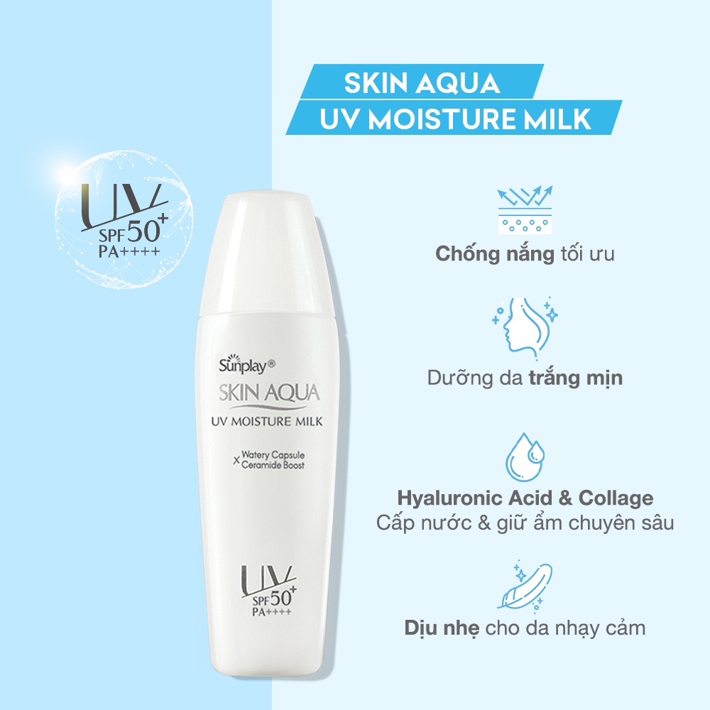 Sữa chống nắng dưỡng da ẩm mịn Sunplay Skin Aqua UV Moisture Milk SPF50+, PA+++ 30g