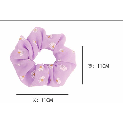 Dây buộc tóc chiffon họa tiết hoa cúc phong cách Hàn Quốc xinh xắn dễ thương cho nữ