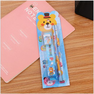 Bộ bút chì tẩy thước kẻ 5 món
