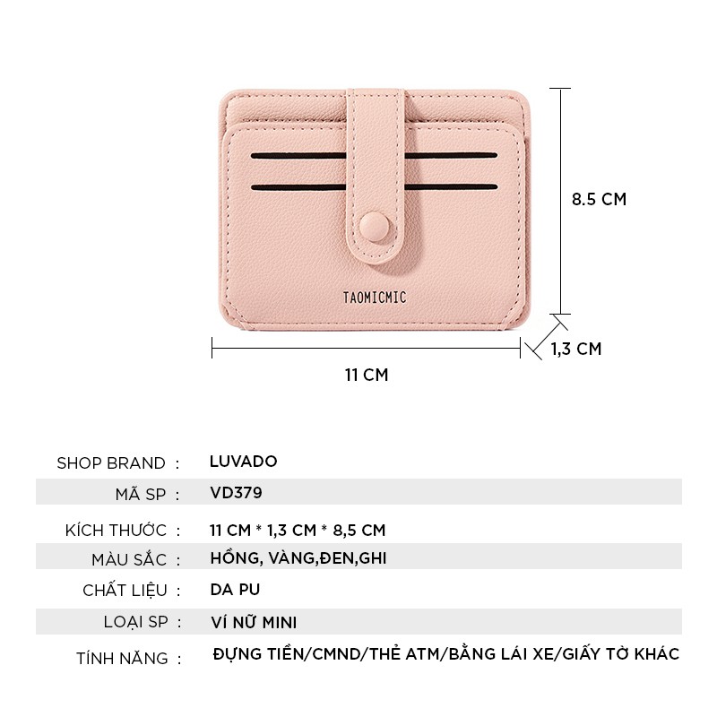 [Mã WABRWB24 giảm 30K đơn 99K] Ví nữ mini cute đẹp cầm tay TAOMICMIC thời trang cao cấp nhỏ gọn bỏ túi LUVADO VD379 | BigBuy360 - bigbuy360.vn
