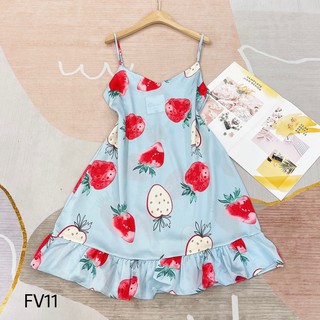 Đầm Ngủ 2 Dây Lụa Satin mềm mịn mát in hình siêu cute (nhiều mẫu)