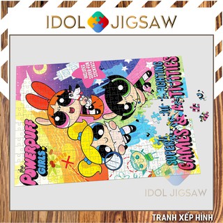 [MADE IN VIET NAM] Tranh xếp hình gỗ city of townsville the powerpuff girls 300 - 500 mảnh ghép gỗ, bộ lắp ráp IJ119