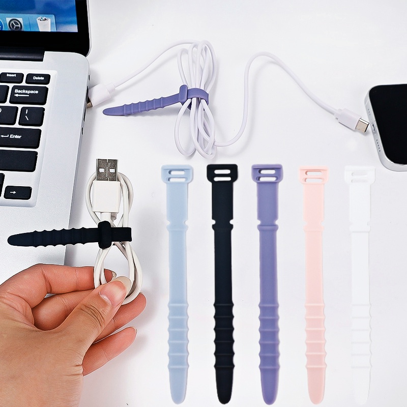 5 Dụng Cụ Cố Định Dây Cáp Đa Năng Hình Xương Cá Bằng Silicon