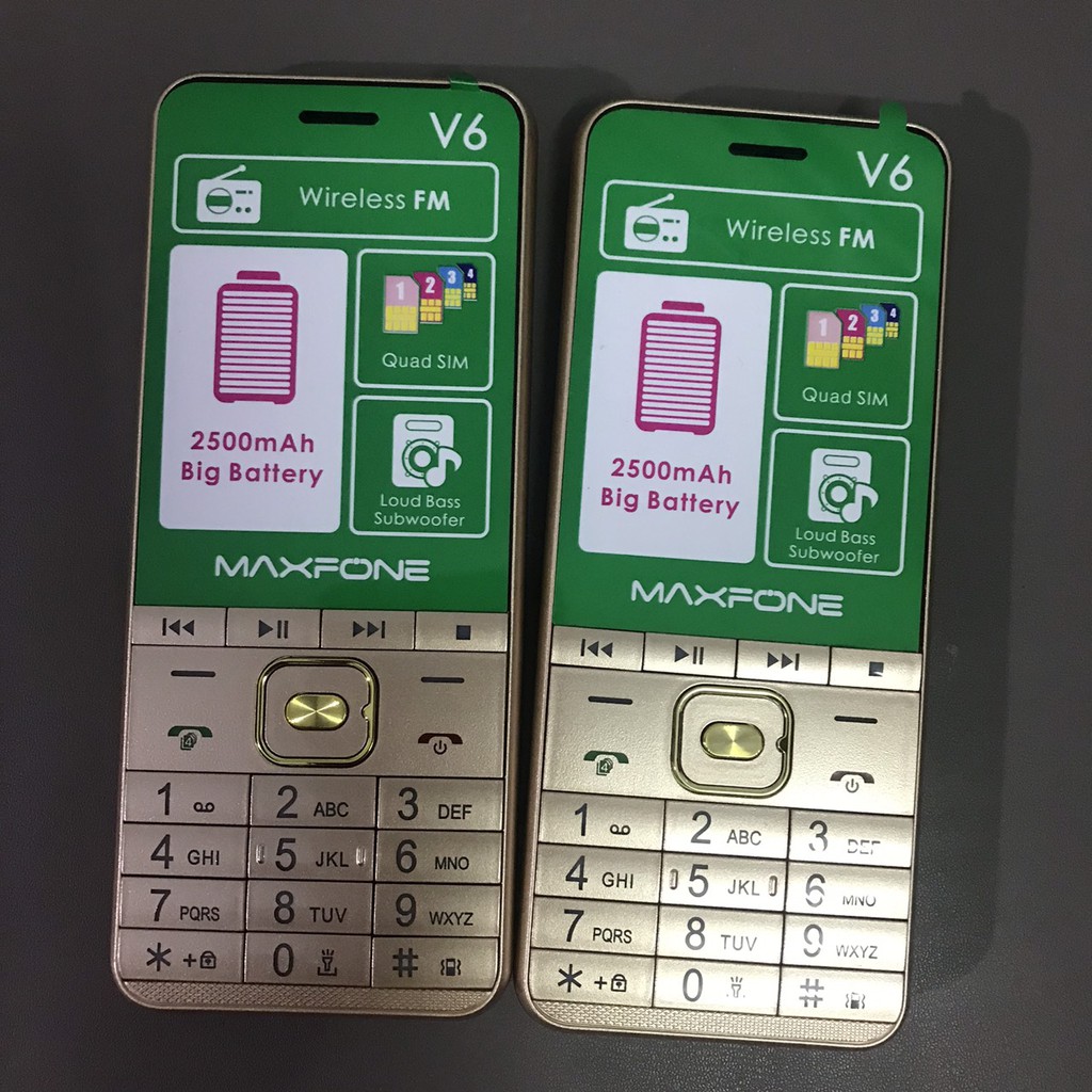 Điện Thoai Maxfone V6 ,V12 4 sim Full Box Bàn phím to Bảo Hành 12 tháng