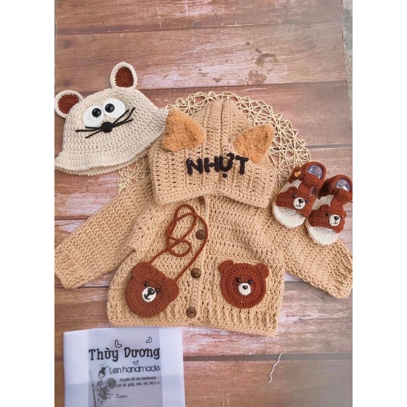 Áo len móc tay cho bé