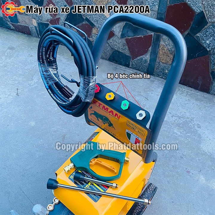 Máy xịt rửa công nghiệp JETMAN PCA2200A - Bảo hành 12 tháng - Máy rửa xe công nghiệp - Công suất 2200W - Đầy đủ phụ kiện