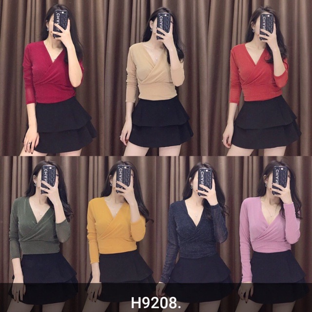 (Sẵn) Áo nhũ mỏng ngực đáp chéo - có ảnh thật