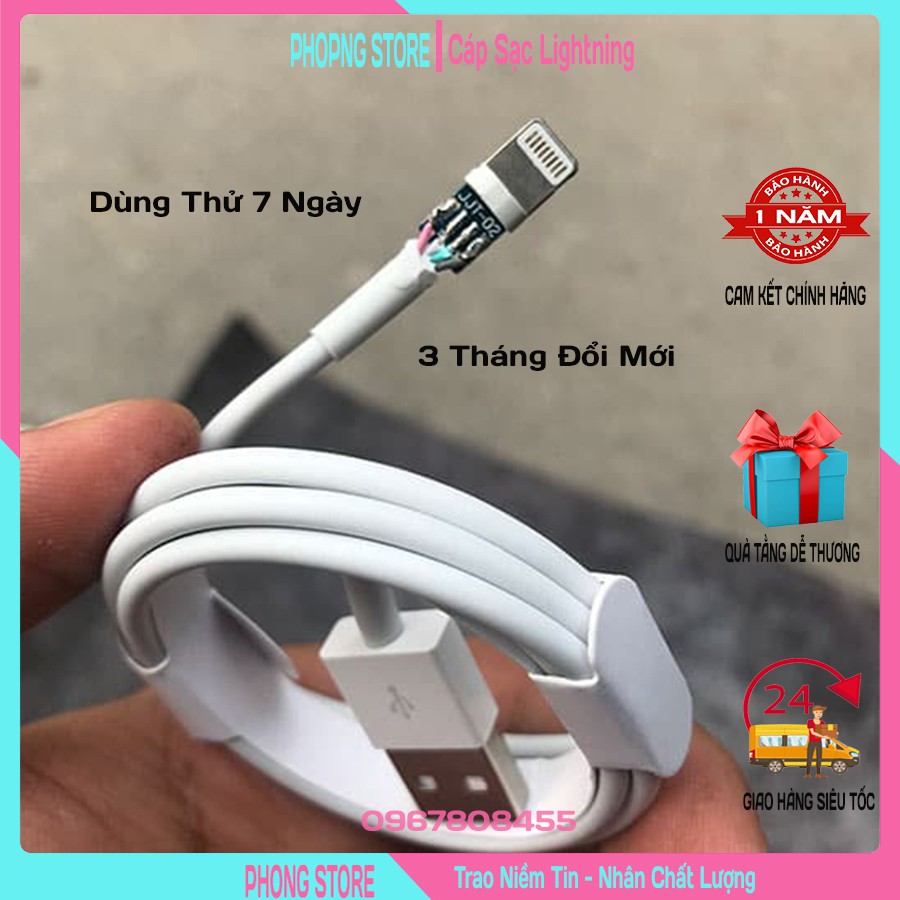 Dây Cáp Sạc iP Lightning Chuẩn Fox-conn Dùng Cho Các Dòng iP 5/6/7/8/X,XR,XSM Bảo Hành 12 tháng - Phong Store