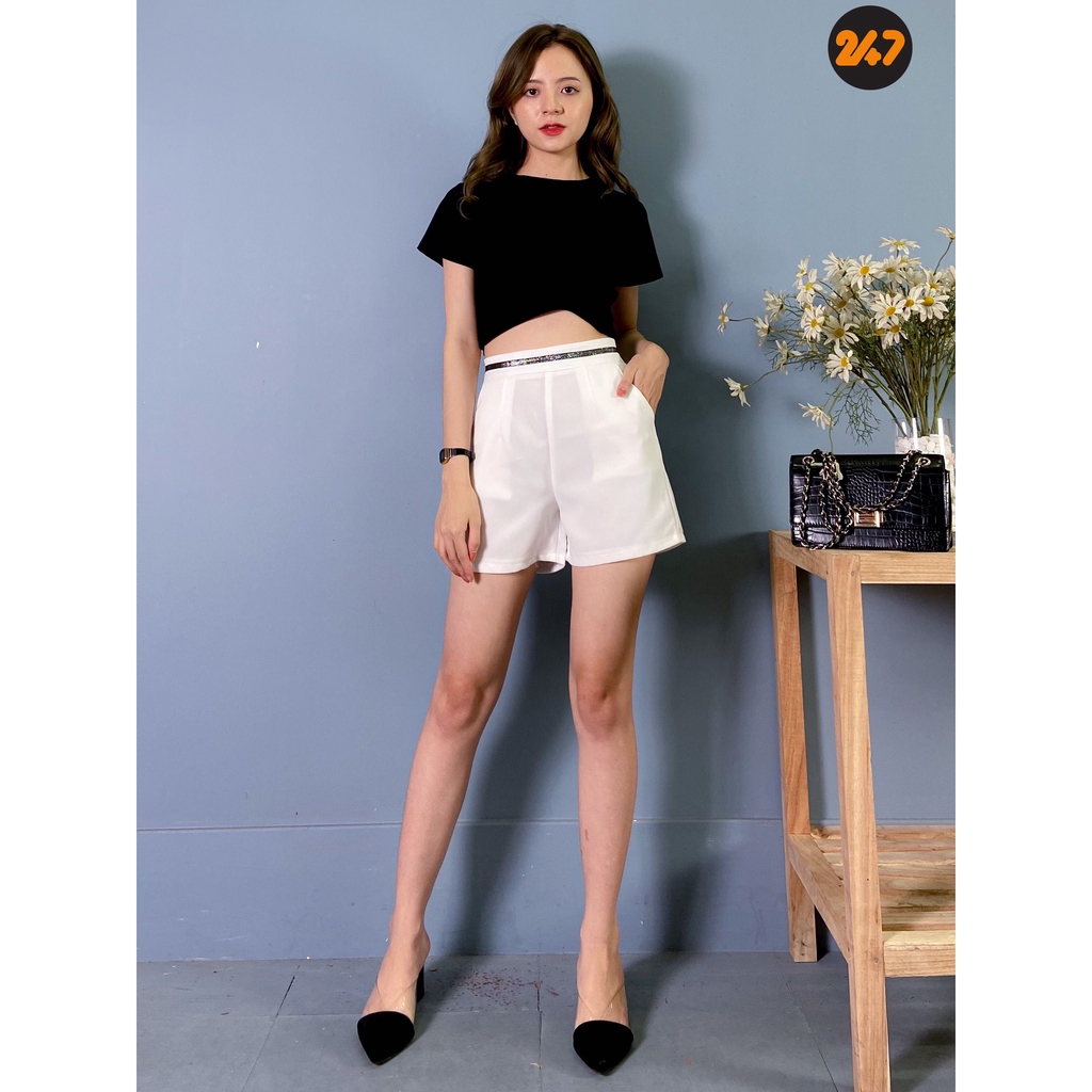 Quần sooc vải cap cao viền kim sa ( ảnh thật ở cuối ) | BigBuy360 - bigbuy360.vn