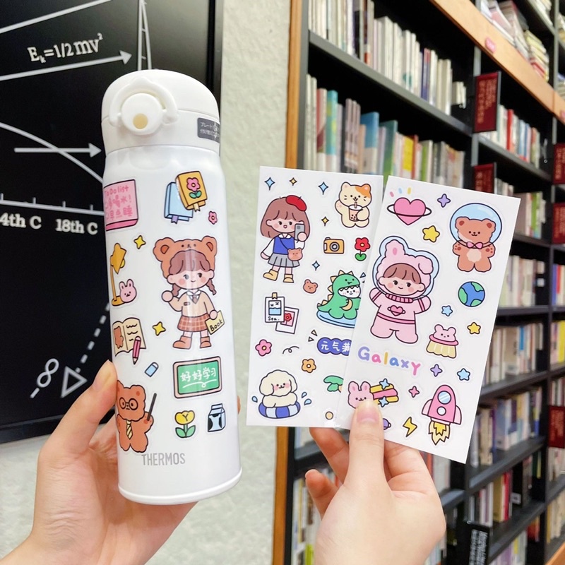 Set 4 Tấm Sticker Hình Dán Dễ Thương Nhiều Chủ Đề Trang Trí Đa Năng