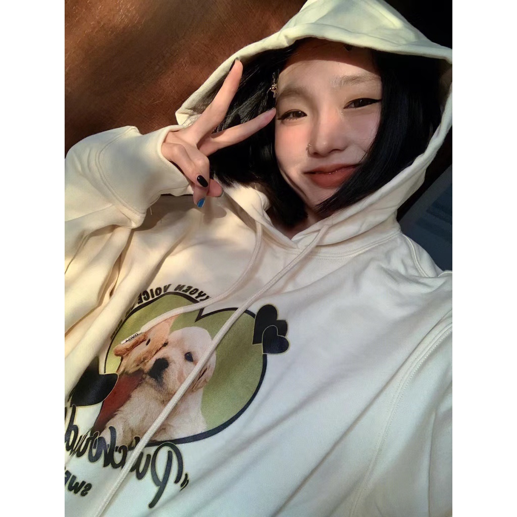 NRVP Áo Hoodie Tay Dài Oversize In Họa Tiết Phong Cách Hàn Quốc Kiểu Mới Cho Nam / Nữ