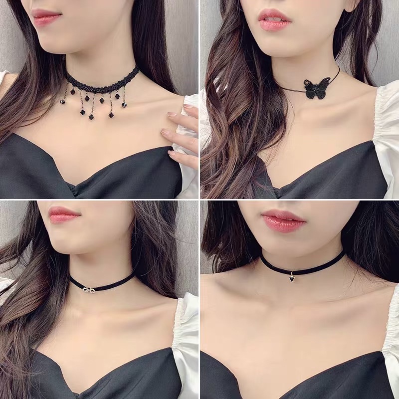 Vòng Cổ Choker Đen Trơn Mảnh Thiết Kế Đơn Giản Cá Tính Phong Cách Hàn Quốc Choker Cổ Phụ Kiện Trang Sức Nữ 2021