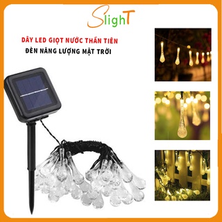 Đèn dây led năng lượng mặt trời chiếu sáng ngoài trời, đèn thần tiên giọt nước 7m 50 led trang trí