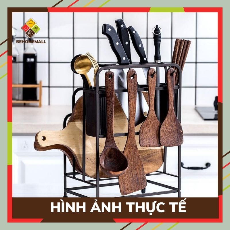 Giá để dao thớt 2 tầng inox BEHOMEMALL kệ nhà bếp phong cách hiện đại
