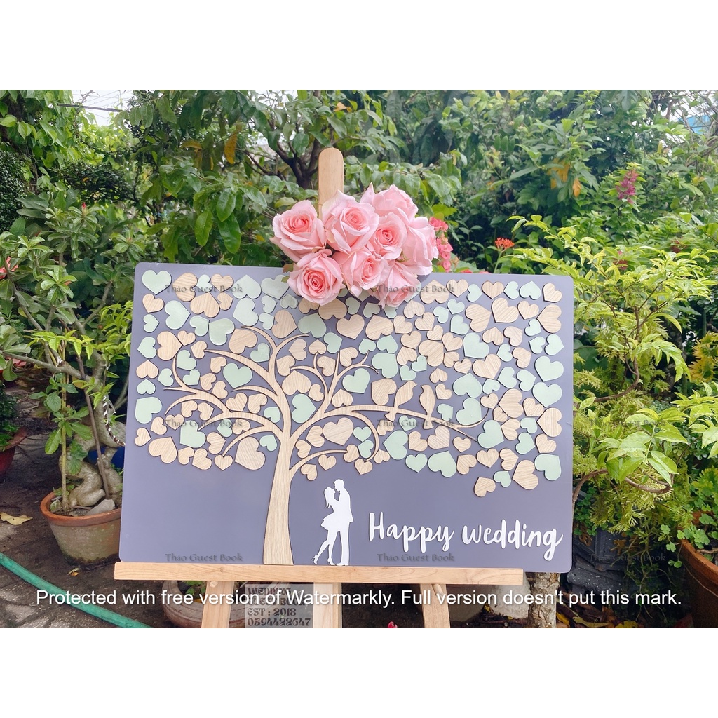 Tranh Ký Tên Mộc Mạc Chất Liệu Gỗ | Thao Wedding Guestbook