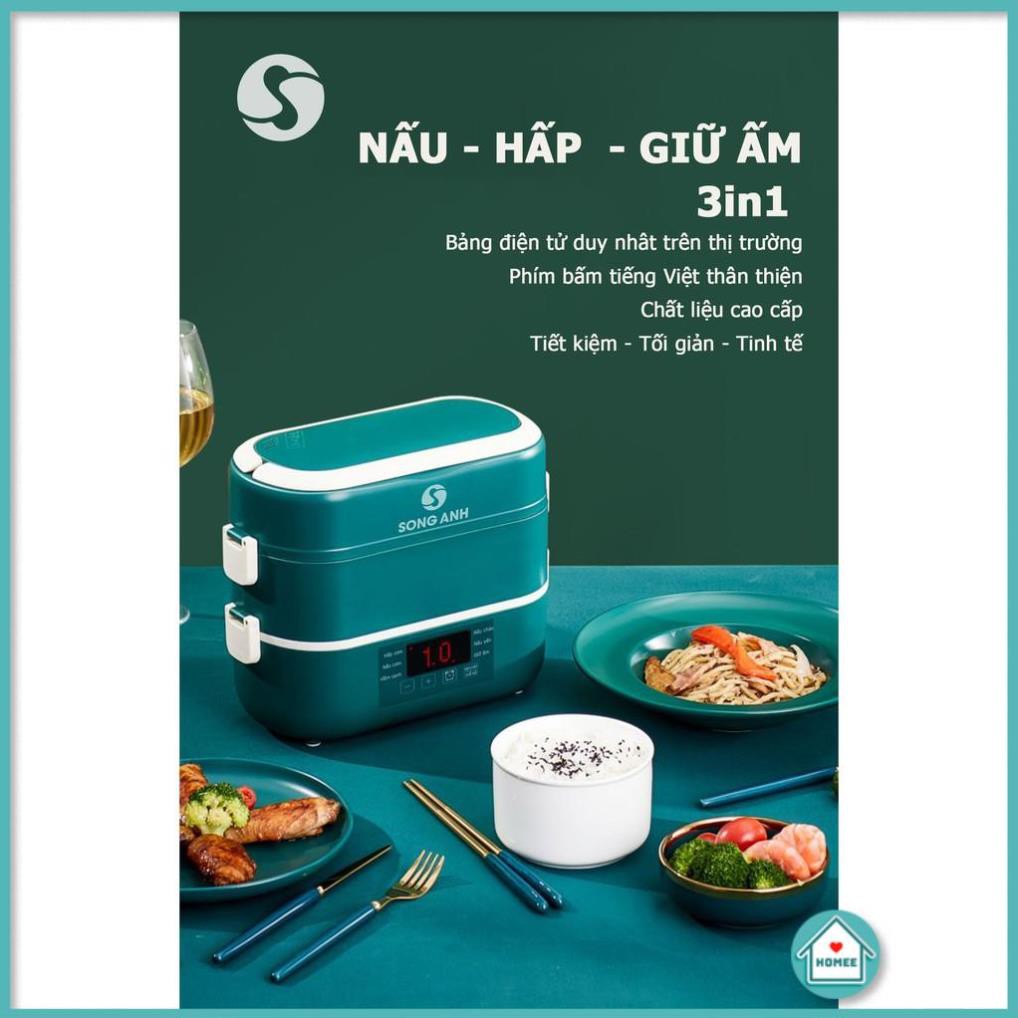 Hộp Cơm Văn Phòng Cao Cấp Có Thể Hâm Nóng Thức Ăn Bộ 4 Chén Sứ Homee Shop