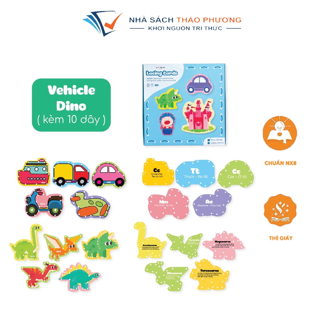 Đồ chơi tư duy xỏ dây phát triển vận động tinh Lacing Cards Lalala Baby nhiều chủ đề