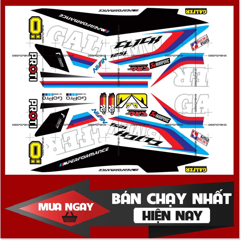 ( Quí khách vui lòng mang ra tiệm cho thợ dán ) Tem Click 2017 BMW trắng