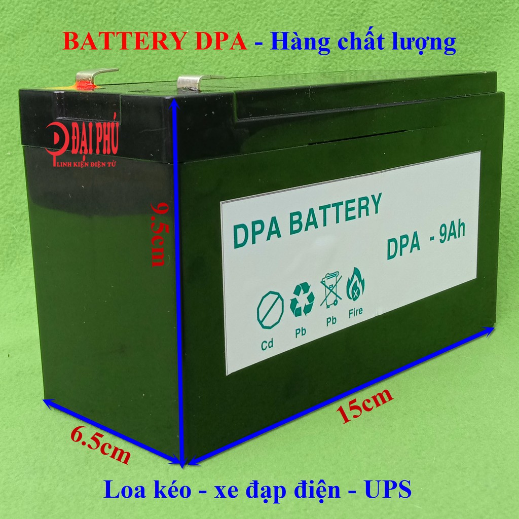 Bình ắc quy khô 9AH 12V DPA xe đạp điện - loa kéo - UPS