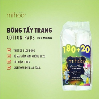 Bông Tẩy Trang Mihoo 180+20 COTTON PADS 200 miếng ( CHÍNH HÃNG )