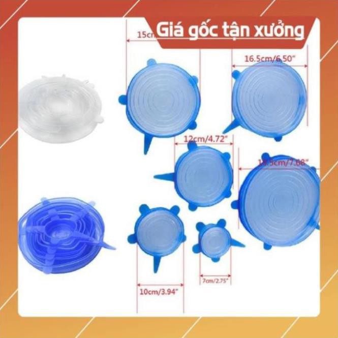 🍀An Toàn Sức Khoẻ🍀Combo Bộ 6 Nắp Đậy Silicon Bọc Chén Bát Bảo Quản Thức Ăn -MUCAR 95 SHOP