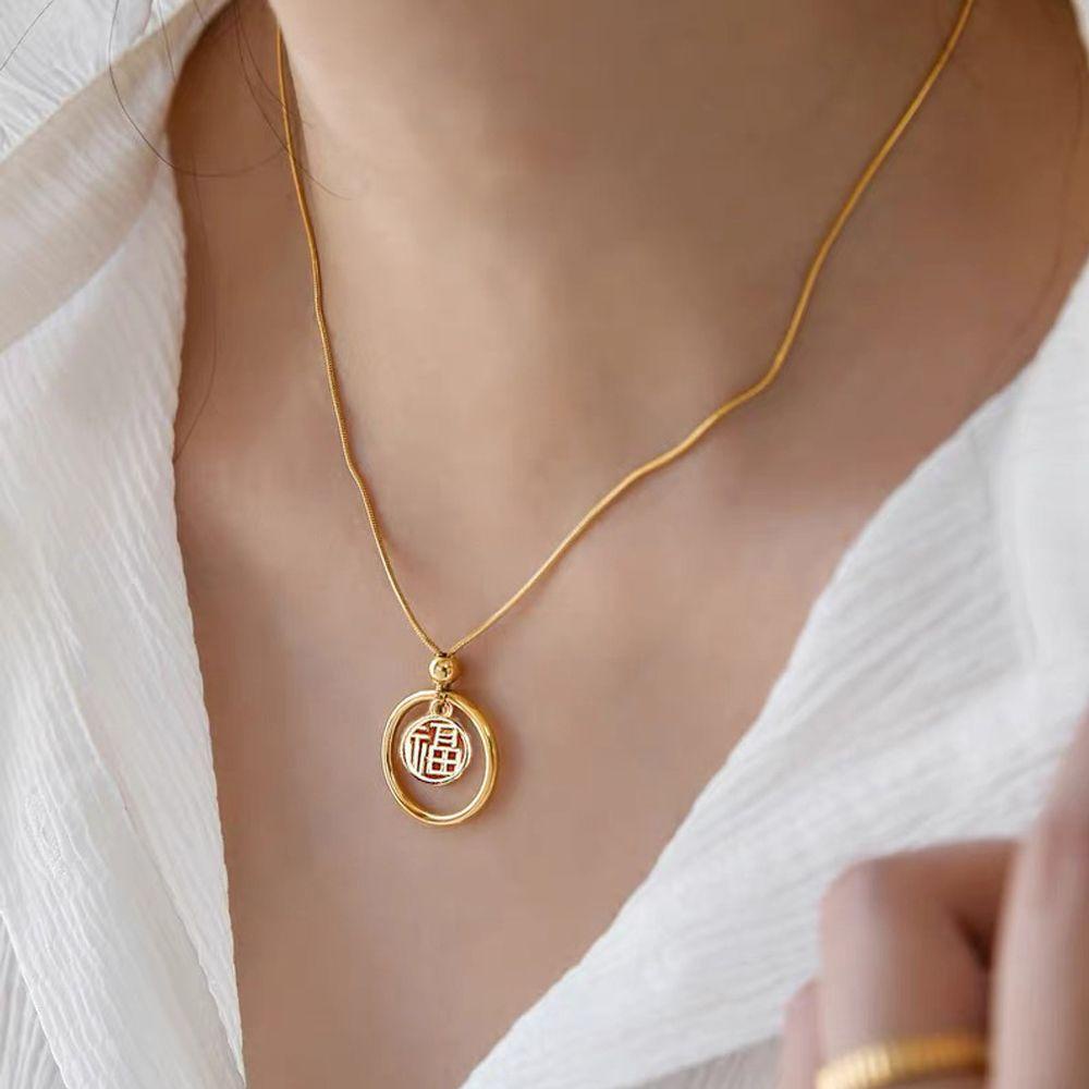 Dây Chuyền Mặt Hình Nhân Vật May Mắn Trung Hoa Đơn Giản Dành Cho Nữ|Vòng Cổ Thời Trang Cá Tính